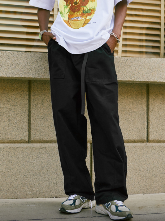 Straight Fit Utility Pant - White & Black